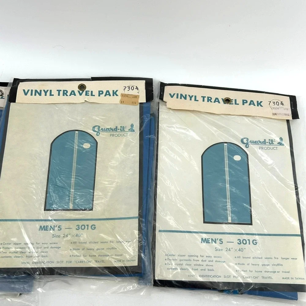 Vintage Guard-it Vinyl Travel Pak Garment Bags Lot of 4 Blue 301G 302G NIP